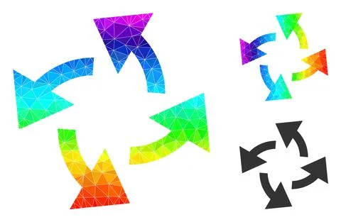 Vector Lowpoly Centrifugal Arrows Icon with Rainbow Gradient 스톡 일러스트
