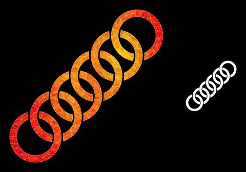 Vector Lowpoly Circle Chain Icon with Fire Gradient イラスト素材