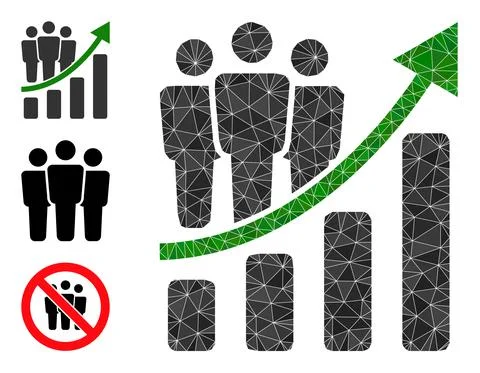 Vector Lowpoly Clients Growth Chart Icon with Similar Icons Ilustración de archivo