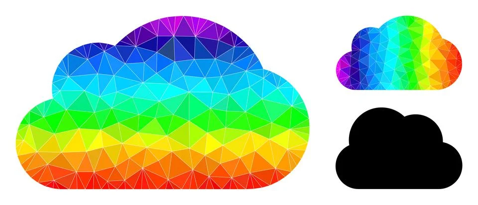 Vector Lowpoly Cloud Icon with Spectral Colored Gradient イラスト素材