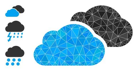Vector Lowpoly Clouds Icon with Similar Icons 스톡 일러스트