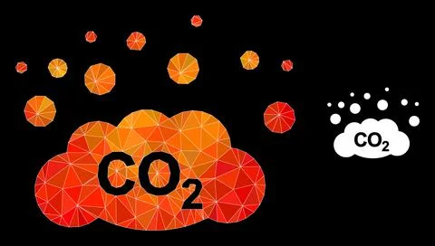 Vector Lowpoly CO2 Gas Emission Icon with Flame Gradient イラスト素材