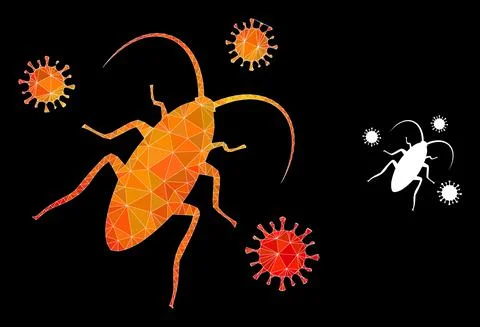 Vector Lowpoly Cockroach Infection Icon with Flame Gradient Illustrazione stock