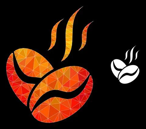Vector Lowpoly Coffee Beans Aroma Icon with Orange Colored Gradient Illustrazione stock