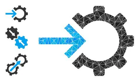 Vector Lowpoly Cog Integration Icon with Bonus Icons Stock Illustration