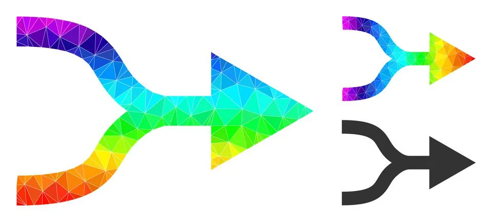 Vector Lowpoly Combine Arrow Right Icon with Spectral Colored Gradient Ilustración de archivo