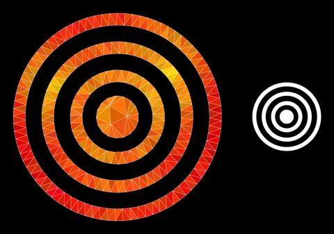 Vector Lowpoly Concentric Circles Icon with Flame Gradient イラスト素材