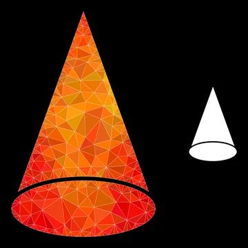Vector Lowpoly Cone Figure Icon with Flame Gradient Illustrazione stock
