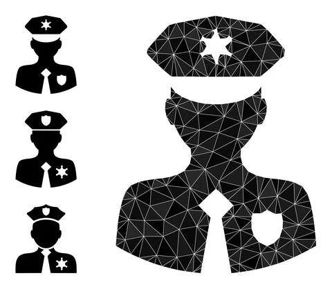 Vector Lowpoly Constable Icon and Bonus Icons 스톡 일러스트