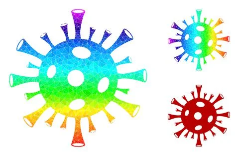 Vector Lowpoly Coronavirus Icon with Rainbow Gradient 스톡 일러스트