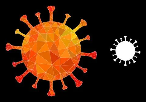 Vector Lowpoly Covid-19 Virus Icon with Flame Gradient Stock Illustration