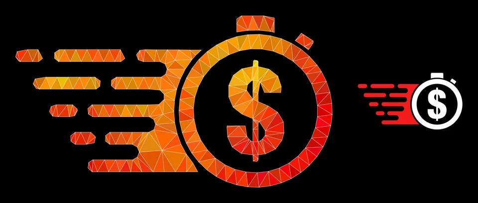 Vector Lowpoly Credit Time Icon with Fire Gradient Stock Illustration