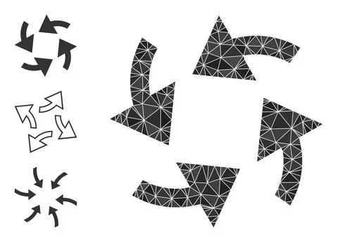Vector Lowpoly Cyclone Arrows Icon and Similar Icons Stock Illustration