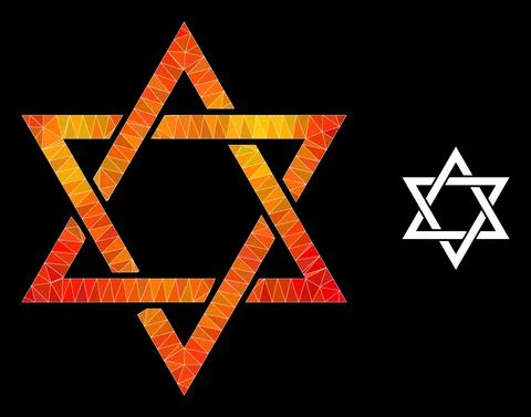 Vector Lowpoly David Star Icon with Fire Gradient 스톡 일러스트