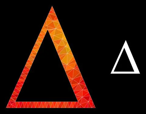 Vector Lowpoly Delta Letter Icon with Flame Gradient Stockillustratie