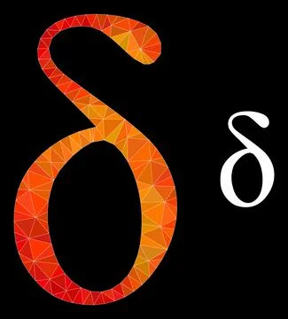 Vector Lowpoly Delta Small Letter Icon with Fire Gradient Stock Illustration