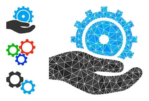 Vector Lowpoly Development Service Icon with Bonus Icons Stock Illustration