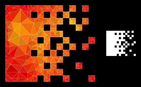 Vector Lowpoly Dissolving Pixels Icon with Orange Colored Gradient Stock Illustration