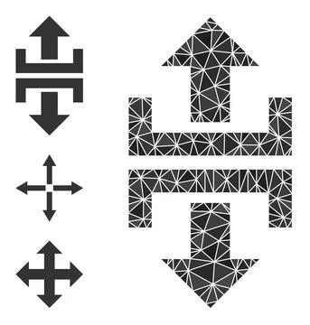 Vector Lowpoly Divide Vertical Direction Icon and Other Icons 스톡 일러스트