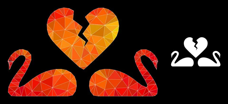 Vector Lowpoly Divorce Swans Icon with Fire Gradient Stock Illustration