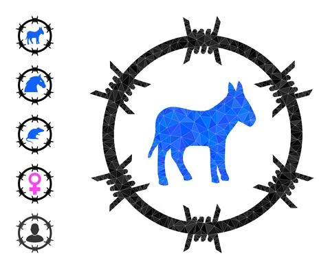 Vector Lowpoly Donkey Arrest Icon and More Icons Stock Illustration