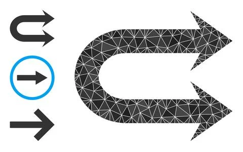 Vector Lowpoly Double Right Arrow Icon with Similar Icons Illustrazione stock