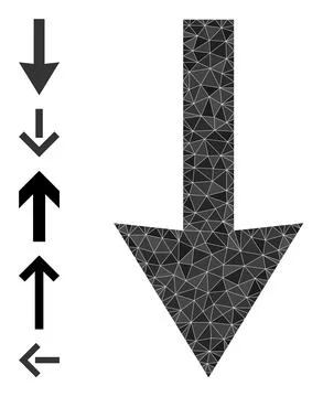 Vector Lowpoly Down Arrow Icon and Other Icons Stock Illustration