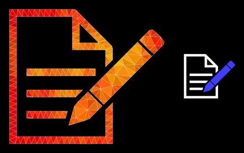 Vector Lowpoly Edit Text Page Icon with Fire Gradient Illustrazione stock