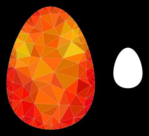 Vector Lowpoly Egg Icon with Flame Gradient Stock Illustration