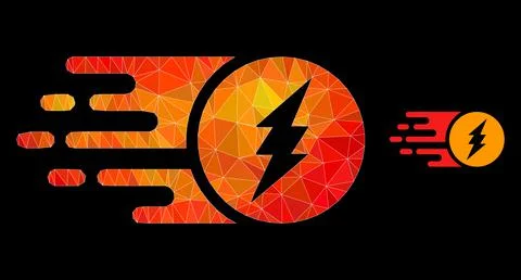 Vector Lowpoly Electric Charge Icon with Flame Gradient 스톡 일러스트