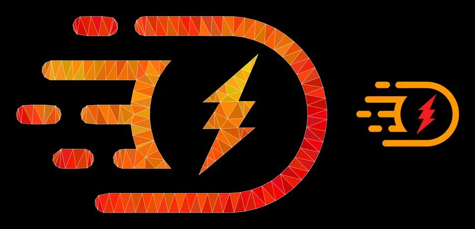 Vector Lowpoly Electric Power Icon with Orange Colored Gradient Illustrazione stock
