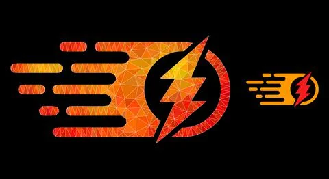 Vector Lowpoly Electric Spark Icon with Fire Gradient Stock Illustration