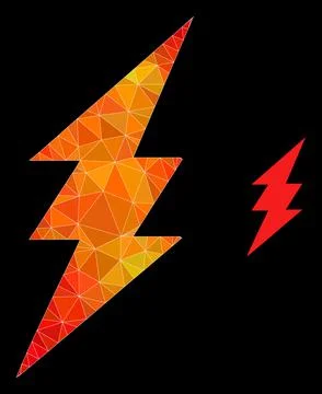 Vector Lowpoly Electric Spark Icon with Flame Gradient Stock Illustration
