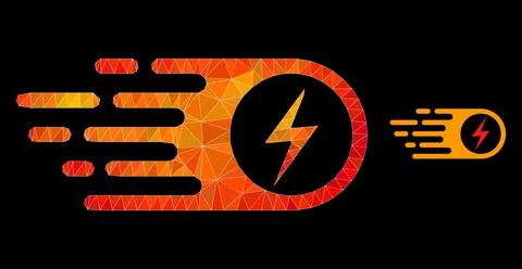 Vector Lowpoly Electrical Strike Icon with Flame Gradient Stock Illustration