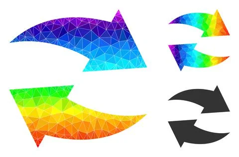 Vector Lowpoly Exchange Arrows Icon with Spectrum Gradient Stock Illustration