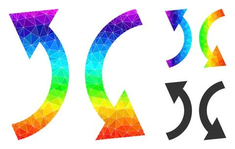 Vector Lowpoly Exchange Arrows Icon with Rainbow Gradient Stock Illustration