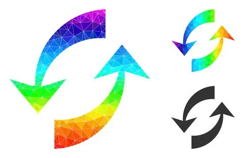 Vector Lowpoly Exchange Arrows Icon with Spectrum Gradient Stock Illustration