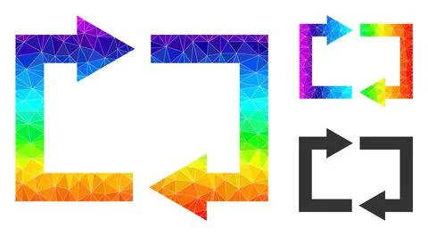Vector Lowpoly Exchange Arrows Icon with Rainbow Gradient 스톡 일러스트