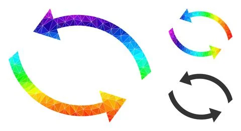 Vector Lowpoly Exchange Arrows Icon with Spectral Colored Gradient Stock Illustration