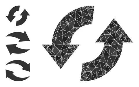 Vector Lowpoly Exchange Arrows Icon with Similar Icons Stock Illustration