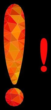 Vector Lowpoly Exclamation Sign Icon with Fire Gradient Stock Illustration