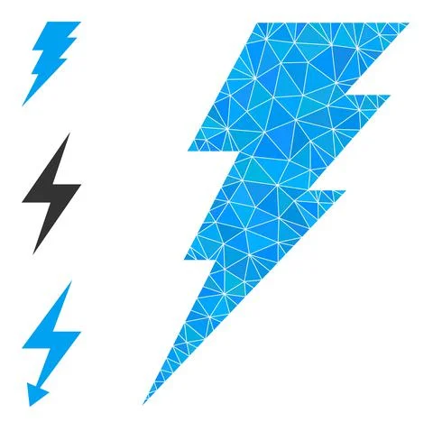 Vector Lowpoly Execute Icon with Other Icons Stock Illustration