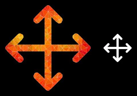 Vector Lowpoly Expand Arrows Icon with Fire Gradient Stock Illustration