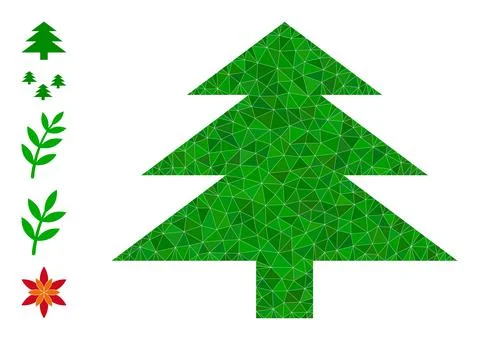 Vector Lowpoly Fir Tree Icon and More Icons Stock Illustration