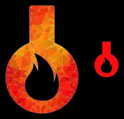 Vector Lowpoly Flammable Flask Icon with Fire Gradient Stock Illustration
