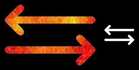 Vector Lowpoly Flip Arrows Horizontally Icon with Fire Gradient Stock Illustration