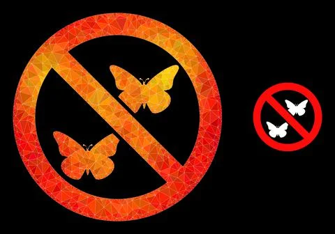 Vector Lowpoly Forbidden Butterflies Icon with Fire Gradient Stock Illustration