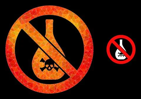 Vector Lowpoly Forbidden Chemicals Icon with Flame Gradient Stock Illustration