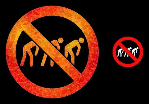 Vector Lowpoly Forbidden Slavery Icon with Fire Gradient Stockillustratie