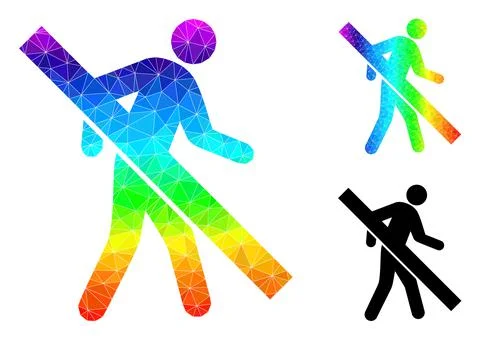 Vector Lowpoly Forbidden Walking Man Icon with Spectrum Gradient Stock Illustration